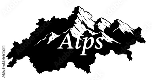 Alps mountains map vector illustration
