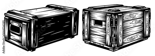 Wooden crates vintage engraving vector illustration