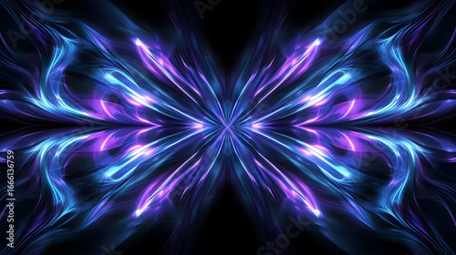 Wallpaper Mural A symmetrical abstract design with flowing, vibrant blue and purple hues, creating a captivating and dynamic visual effect. Torontodigital.ca