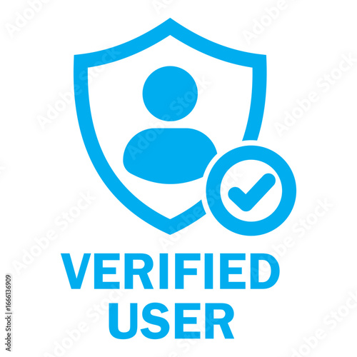 A blue shield with a person on it and a check mark. The shield is labeled verified user.