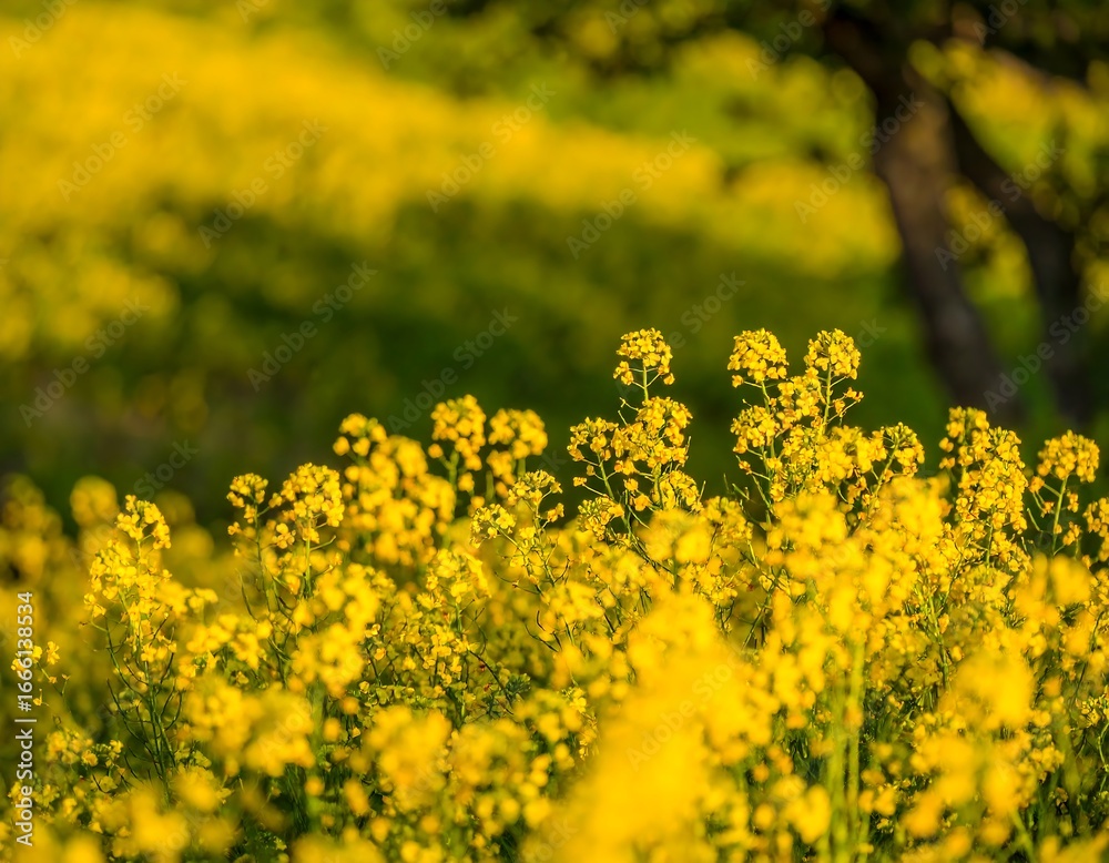 Obraz premium Golden field of blooming flowers
