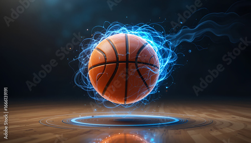 Dynamic basketball electrifying with energy, ready for action, sports, and competition visuals