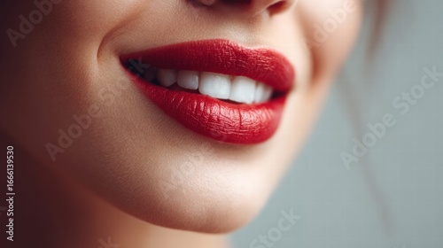 Wallpaper Mural A beautiful woman with perfect white teeth and bold red lips smiles. Torontodigital.ca