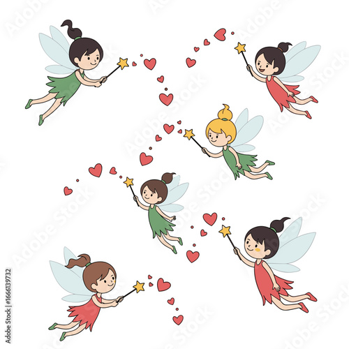 Enchanting fairies spreading love and magic with wands