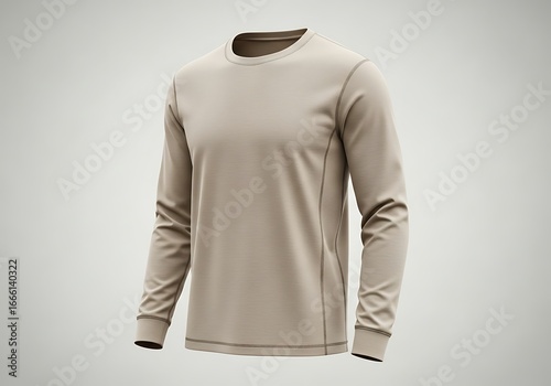 plain beige long sleeve shirt mockup neutral background