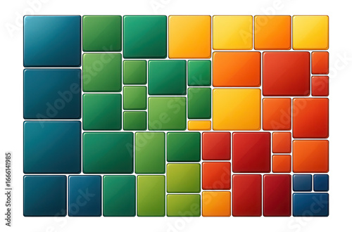 Mosaic chart with proportional colored rectangles