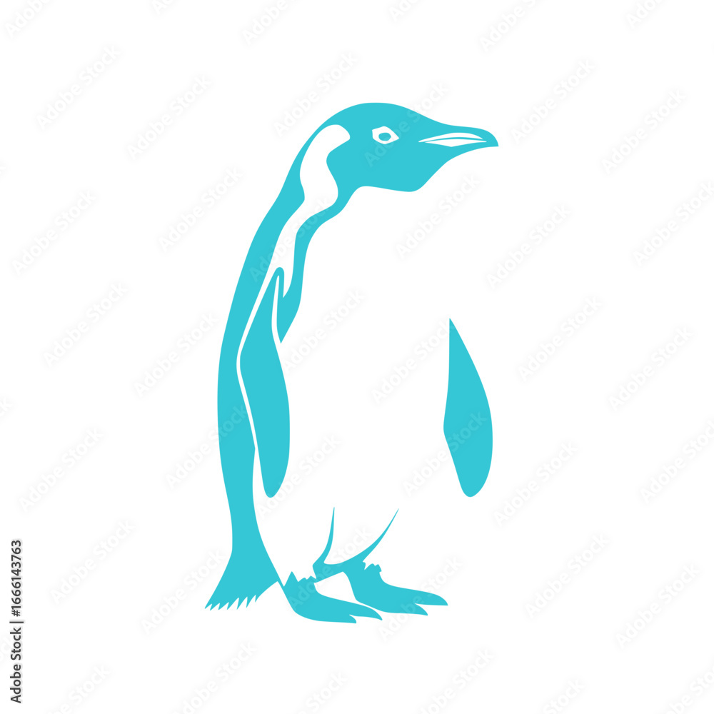 Fototapeta premium Stylized glowing penguin vector illustration for wildlife and arctic themes