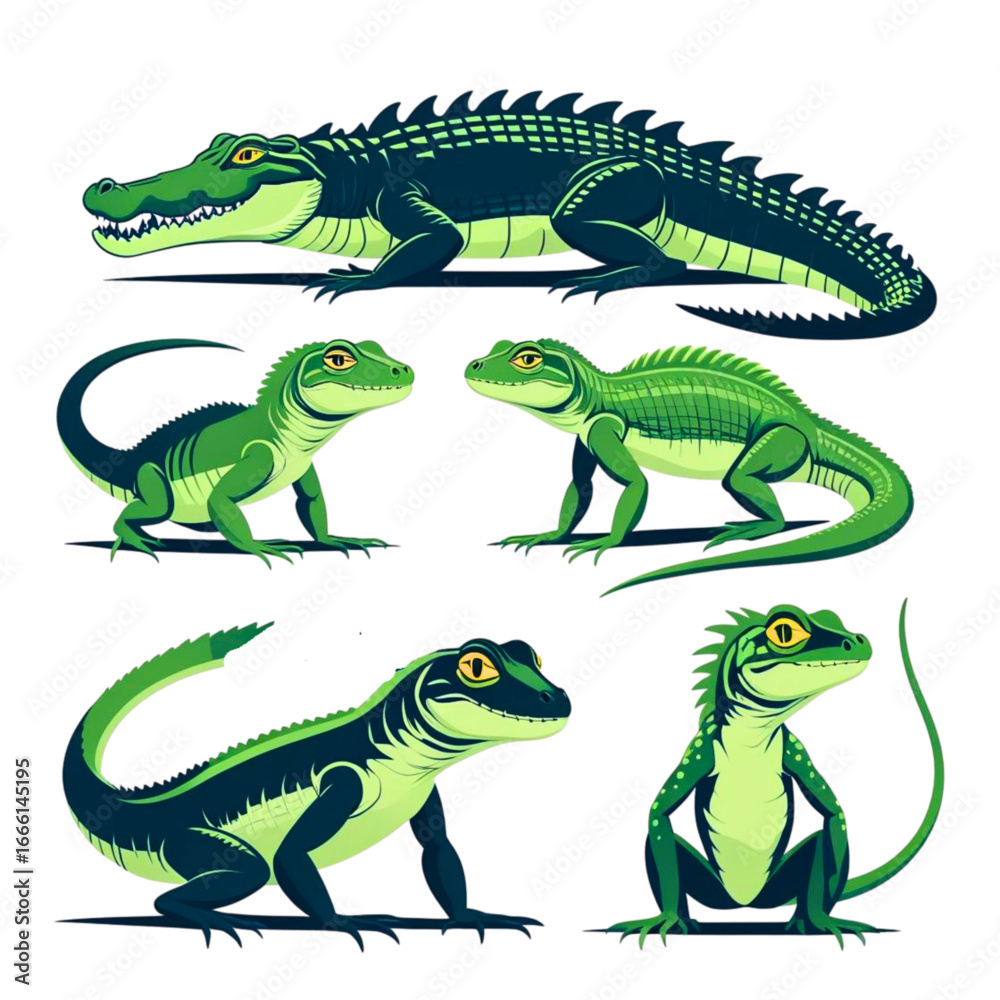 Obraz premium Collection of scalable vector reptile illustrations for digital and print media