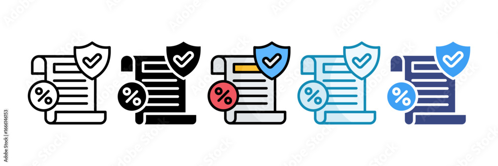 Fototapeta premium Tax Document Icon Set Multiple Style Collection