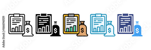 Financial Report Icon Set Multiple Style Collection