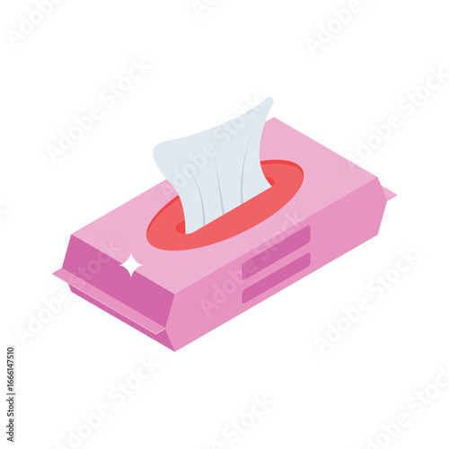 A captivating isometric style icon of medical wipes packaging