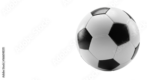 Wallpaper Mural Pristine black and white Tango-style soccer ball with hexagonal and pentagonal panels, dynamically positioned on a seamless transparent studio background with soft high-key lighting, concept of sport Torontodigital.ca