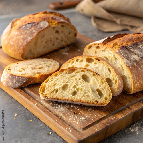 artisan crusty bread slices delicious bakery proud