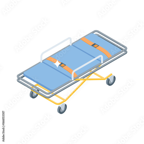 A captivating isometric icon of medical stretcher