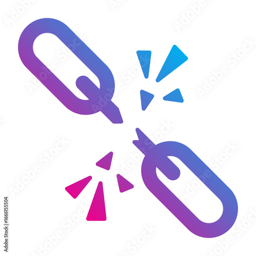 Broken cable disconnection Flat Gradient icon