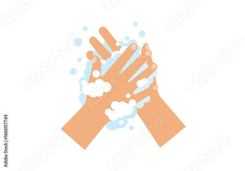Two hands covered in soap and bubbles