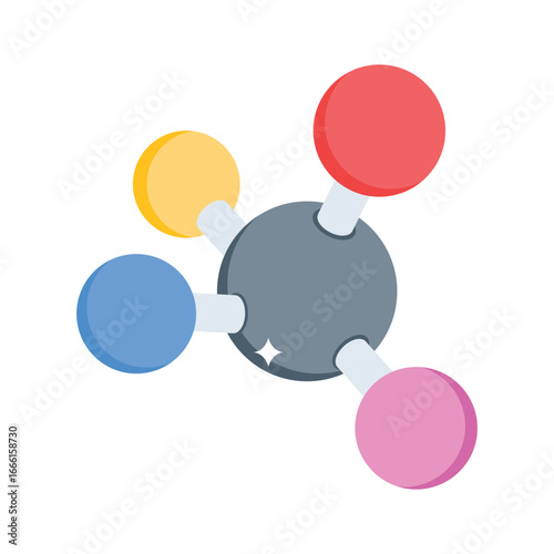 A customizable isometric style icon of molecules