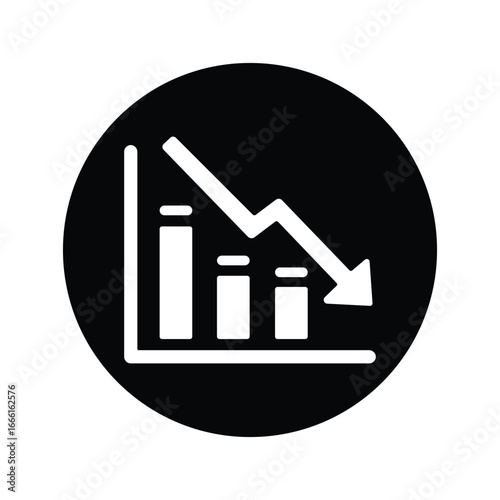 Business performance decline chart icon