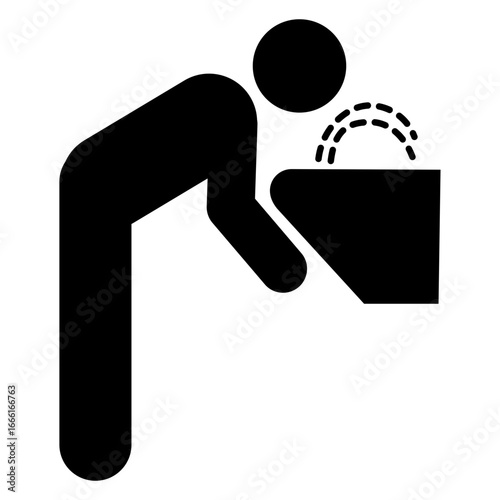 Icono silueta de hombre bebiendo en fuente de agua potable 