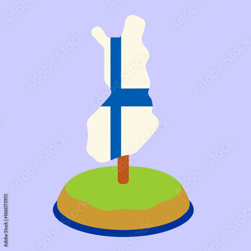 Stylized Finland Map with Finnish Flag Colors