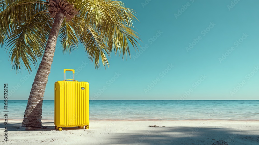 Fototapeta premium tropical beach hut and a attractive yellow bug
