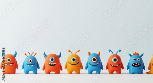 Collection of Adorable One Eyed Monsters Standing Together