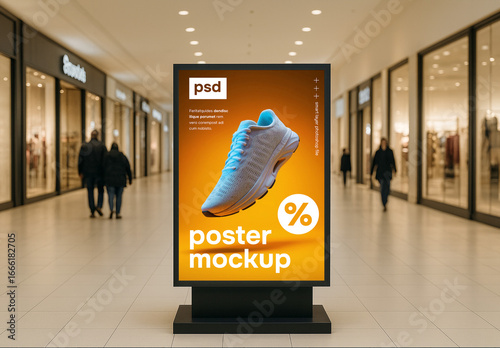 Shopping mall advertising poster mockup