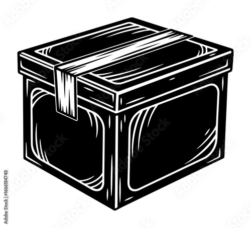 Storage box or evidence crate vector engraving