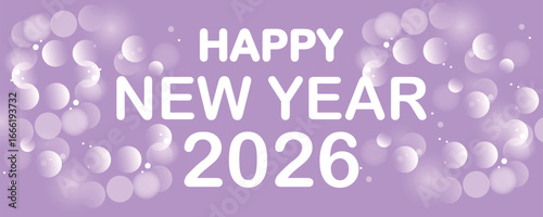 Happy New Year 2026. Template for greeting card, invitation, poster, flyer, web. Vector illustration isolated on background.