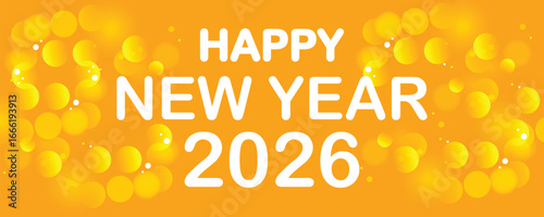 Happy New Year 2026. Template for greeting card, invitation, poster, flyer, web. Vector illustration isolated on background.