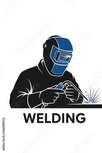 Welder Logo. Weld Mask Torch Safety Work Equipment Icon Vector. Welding Industry Professional.
