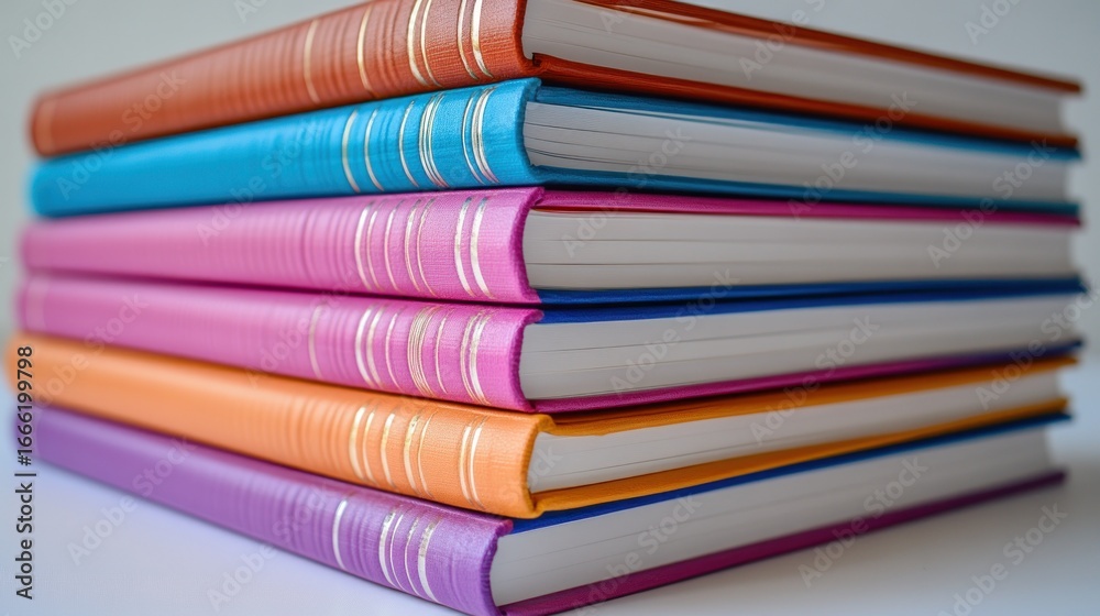Fototapeta premium Stack of colorful hardback books
