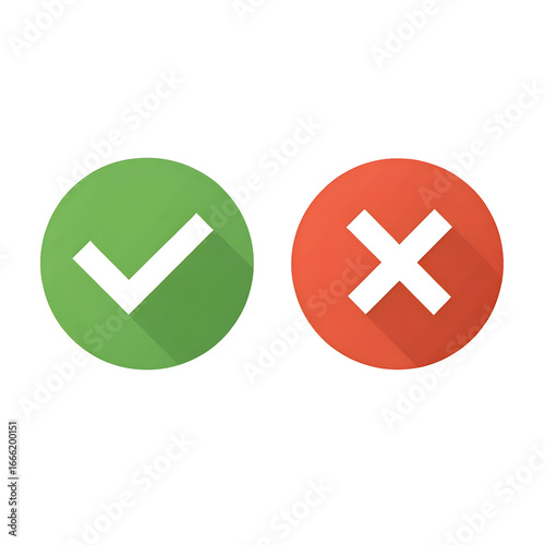 Free Download Green checkmark and red cross icons isolated on transparent background - GFXLoad