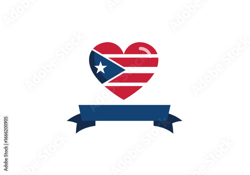Puerto rican heart flag pride love design for independence day celebrations