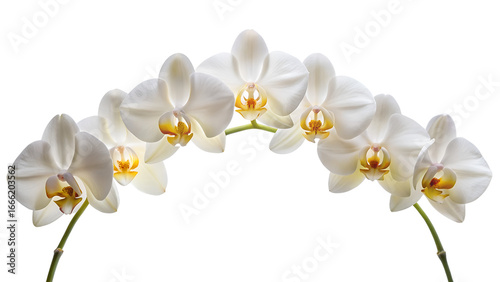 Elegant White Orchid Flower Branch Arch on transparent background