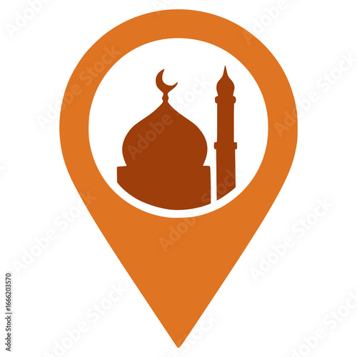 mosque map pointer flat color vector illustration template design