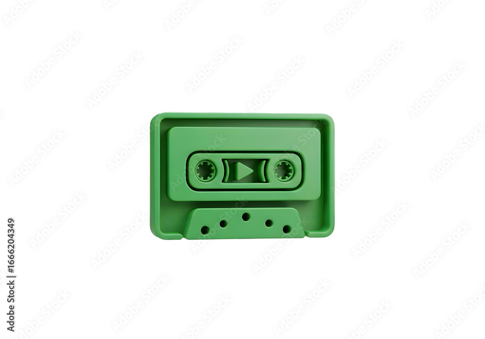 Fototapeta premium Retro green cassette tape icon with play button for nostalgic music and audio content