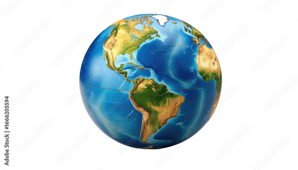 Fototapeta premium 3D globe illustration with continents and oceans isolated on white background