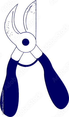 Garden shears outline. Pruning Shears icon. Garden Shears Outline Tool, Spring, Sharp Blades, Black and White Vector Illustration