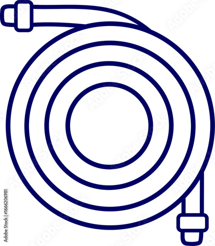 Hose pipe coil. Coiled pipe icon. Garden hose icon, vector illustration of equipment for gardening and watering plants, irrigation hose pipe doodle, isolated colored clipart on white background