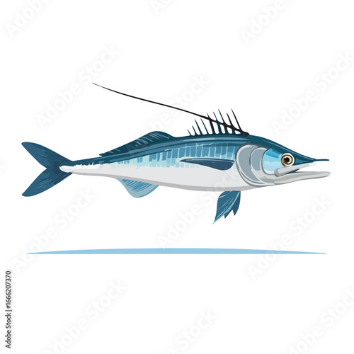 Vibrant wahoo fish illustration against black background underwater wildlife marine creature tropical sea animal