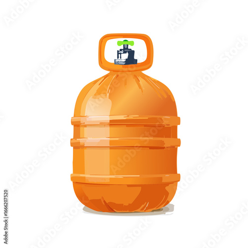 Orange water dispenser for purified drinks at home or workplace. Illustration design for mineral hydration and healthy lifestyle.