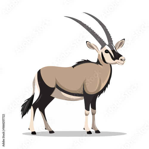 Cartoon Gemsbok Illustration Standing Proudly On Isolated Background African Wildlife