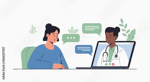 Female doctor explaining brain scan results on a screen to a patient during a medical consultation.
