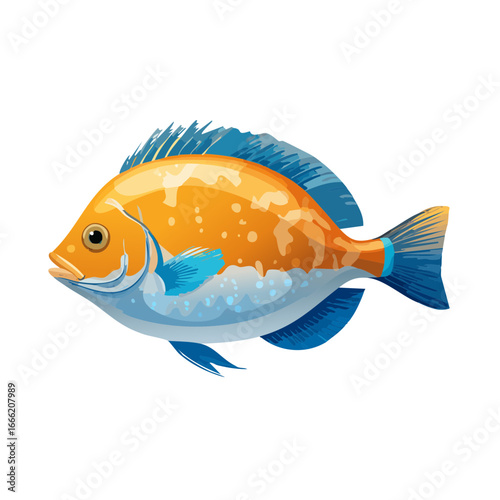 Colorful cartoon fish illustration underwater marine life aquatic creatures graphic