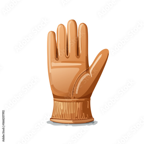 Illustrative tan glove accessory for winter activities or work equipment in a detailed cartoon drawing on black