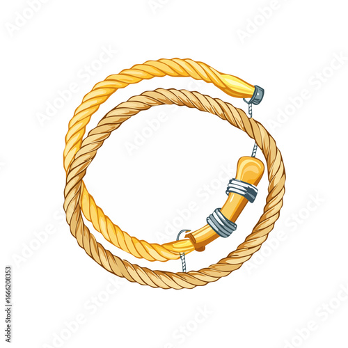  Lasso Cartoon Style Artwork with Rope and Stick Element on Black Background