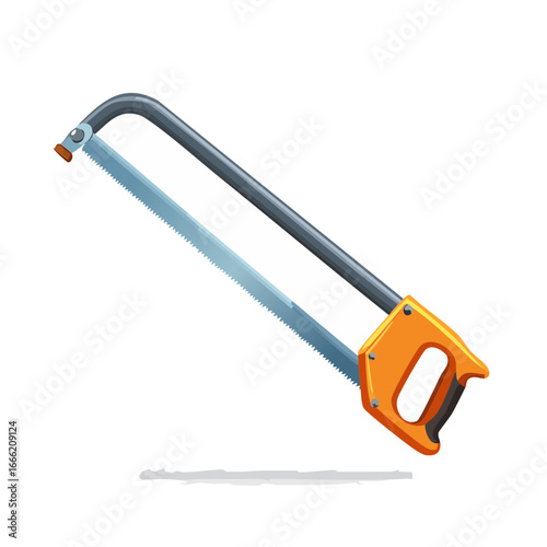 Hacksaw isolated on black background Hand saw tool for woodworking cutting concept Construction equipment instrument icon