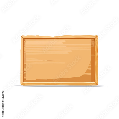 Blank wooden sign, simple frame, vector illustration, wooden board for text or design, natural grain, natural colors, neutral background