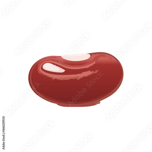 Illustration of a red kidney bean on a black background for food or nutrition concepts.